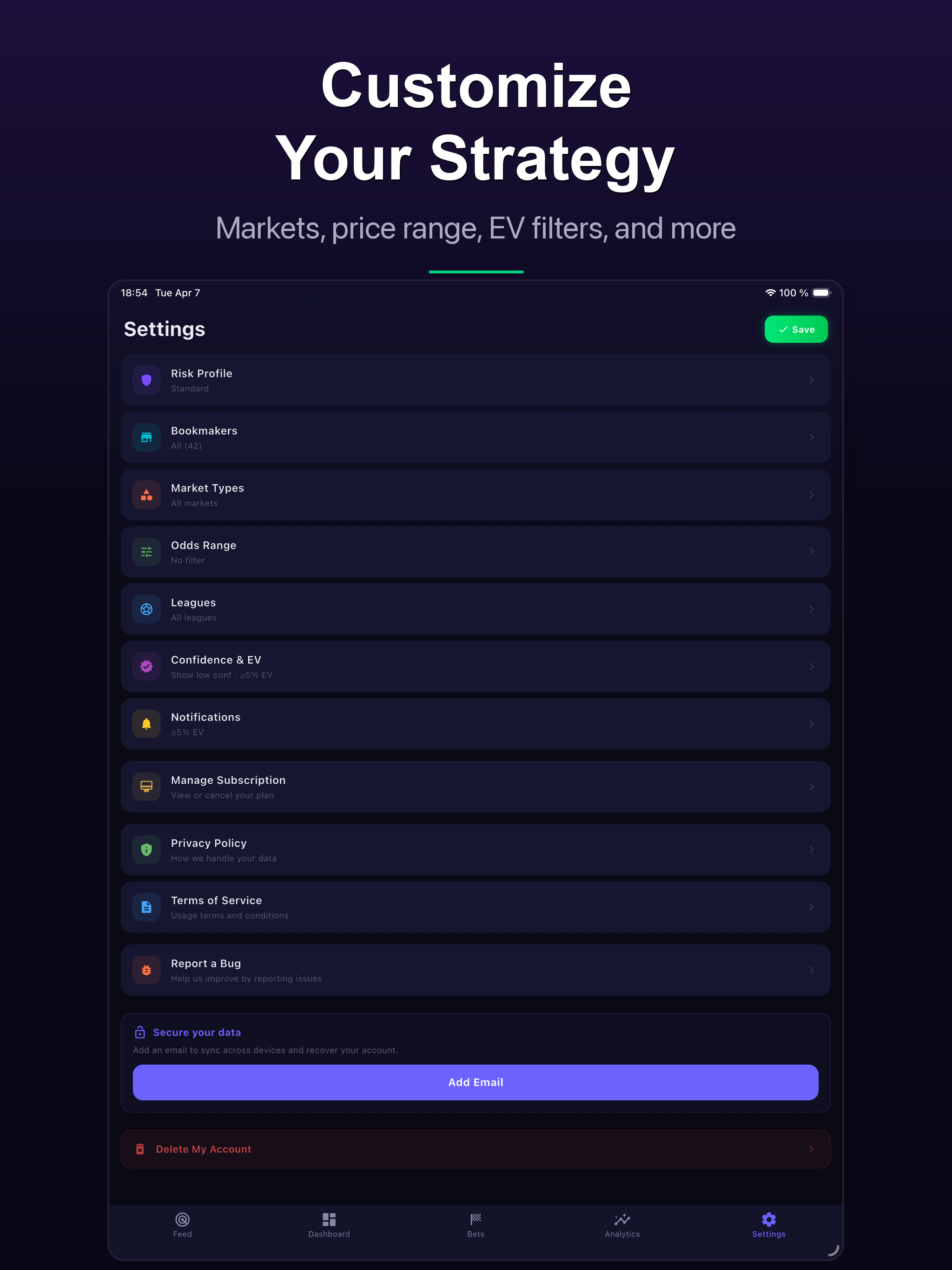 Bull Sports: Smart Bet Finder screenshot 20