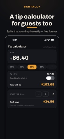 Bartally: Tip Tracker iPhone screenshot