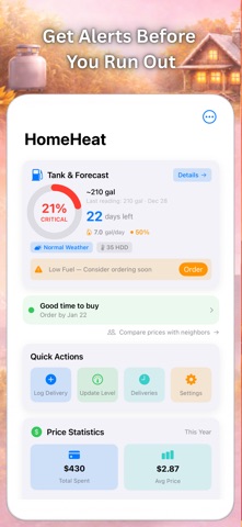 HomeHeat – Heating Oil Tracker iPhone screenshot