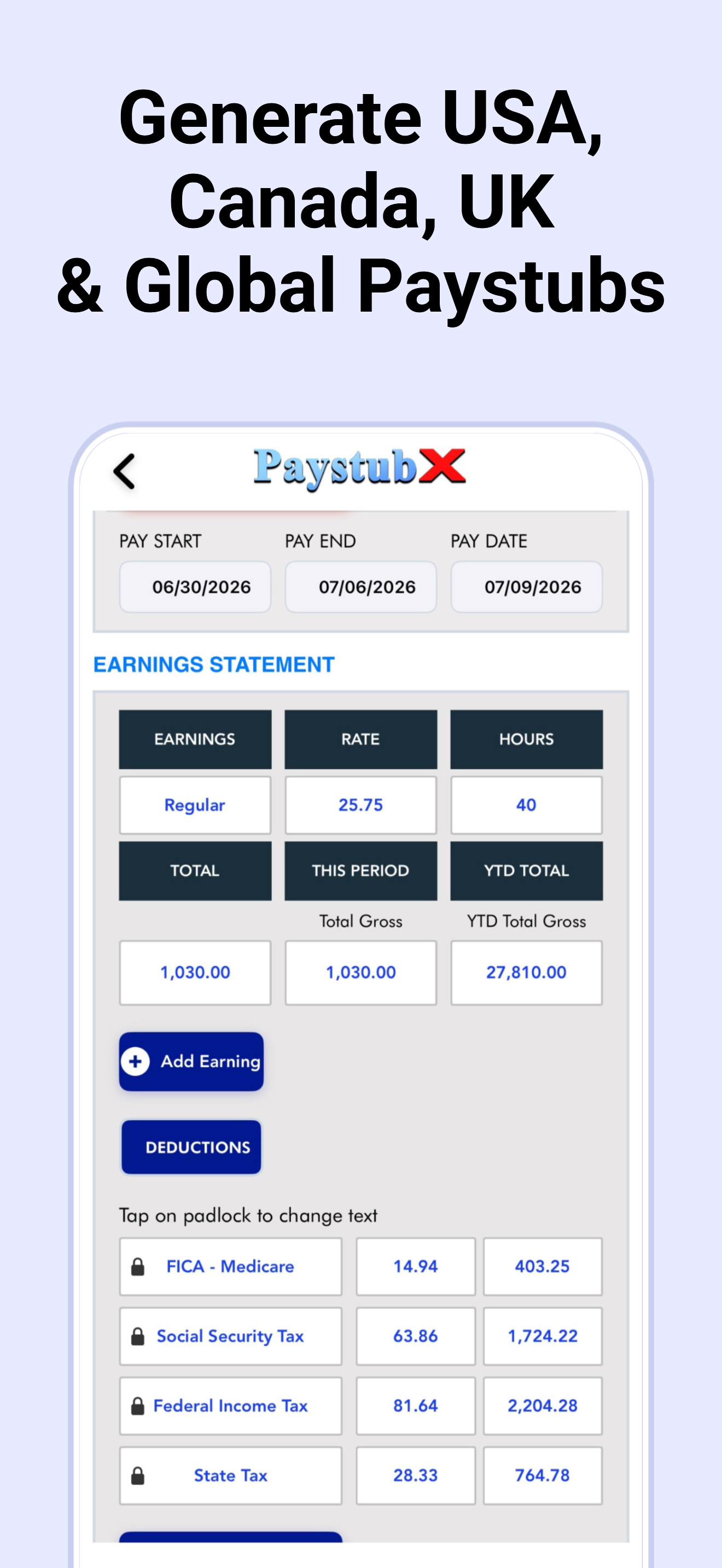 PaystubX: Paystub Maker screenshot 3