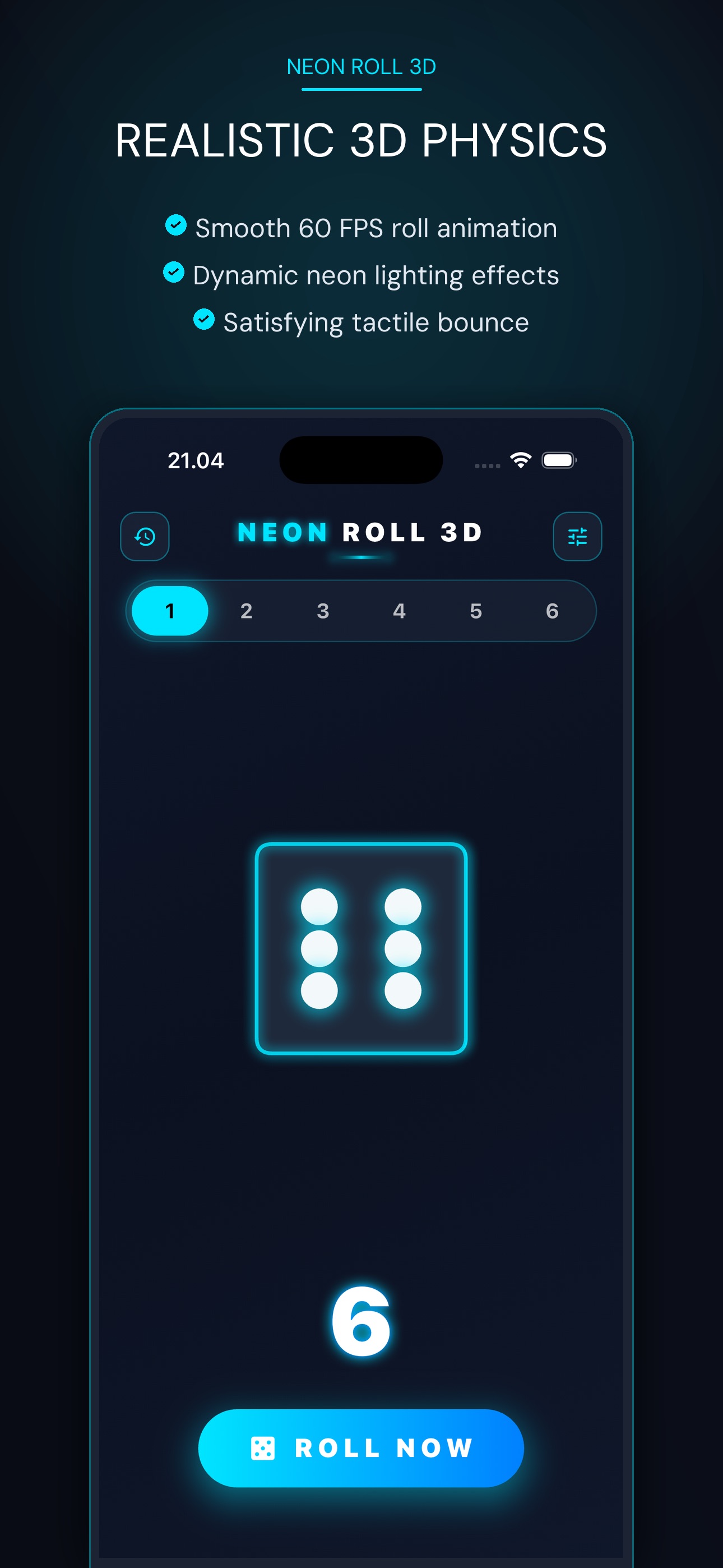 Screenshot 1 of Neon Roll 3D: Dice Roller