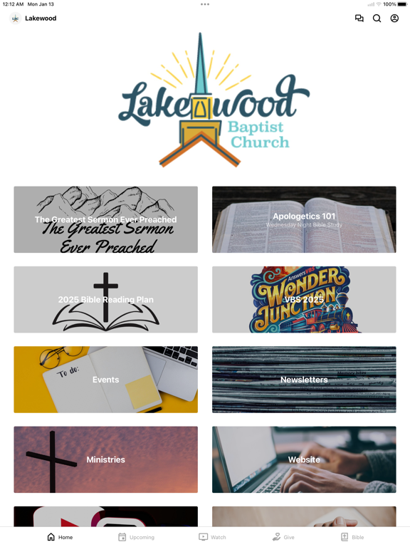 Lakewood Baptist Church PC iPad screenshot 1 - Education app