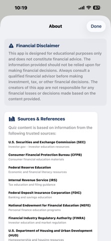 Financial Quiz iPhone screenshot