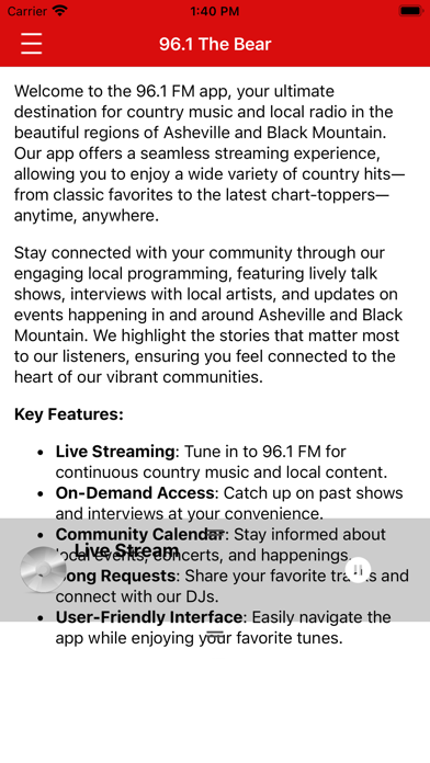 96.1 FM The Bear screenshot