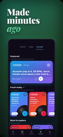 Guitar Tuner & AI Music Studio iPhone screenshot