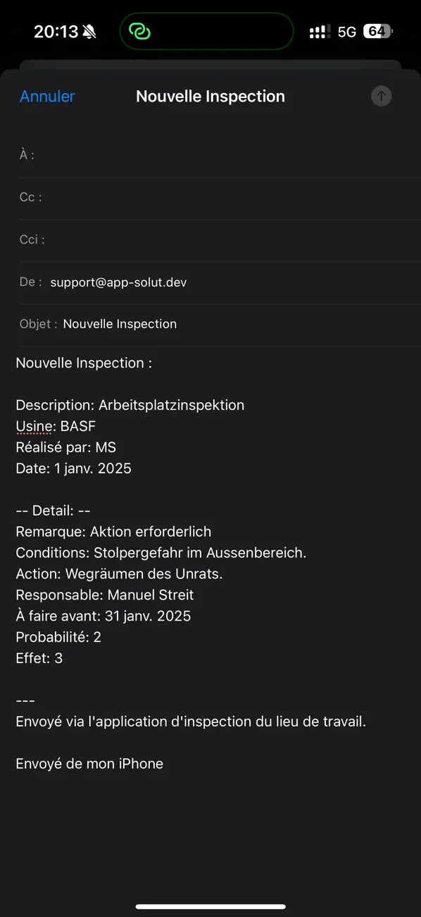 Screenshot #1 pour Inspections du lieu de travail