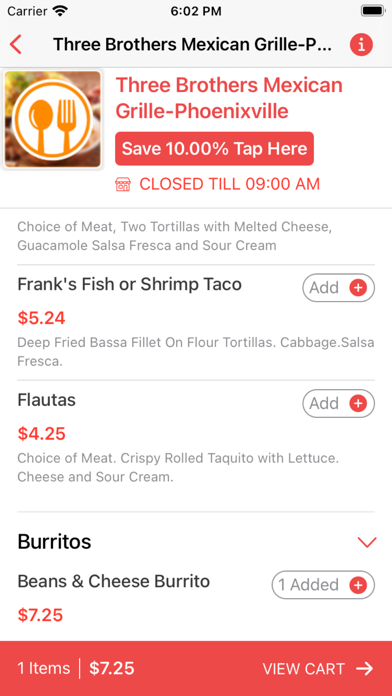 Three Brothers Mexican Grill Screenshot