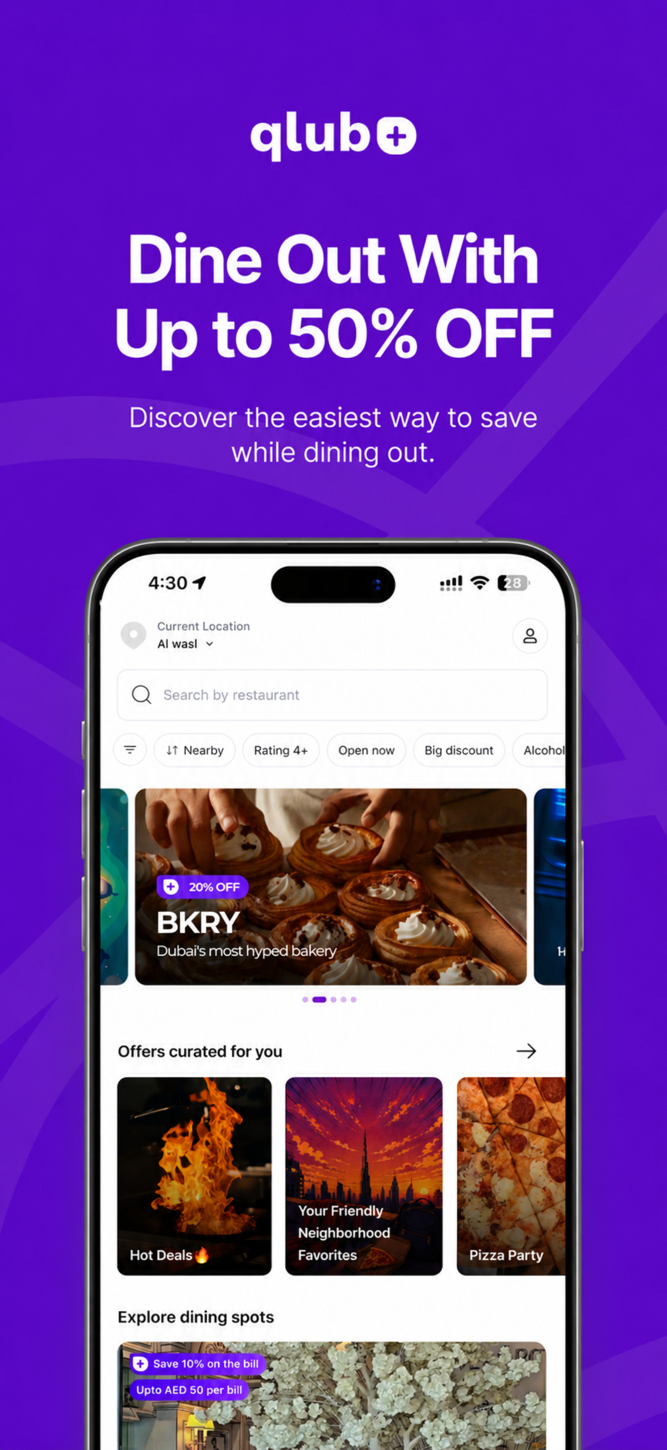 Qlub: Dining, Offers & Rewards