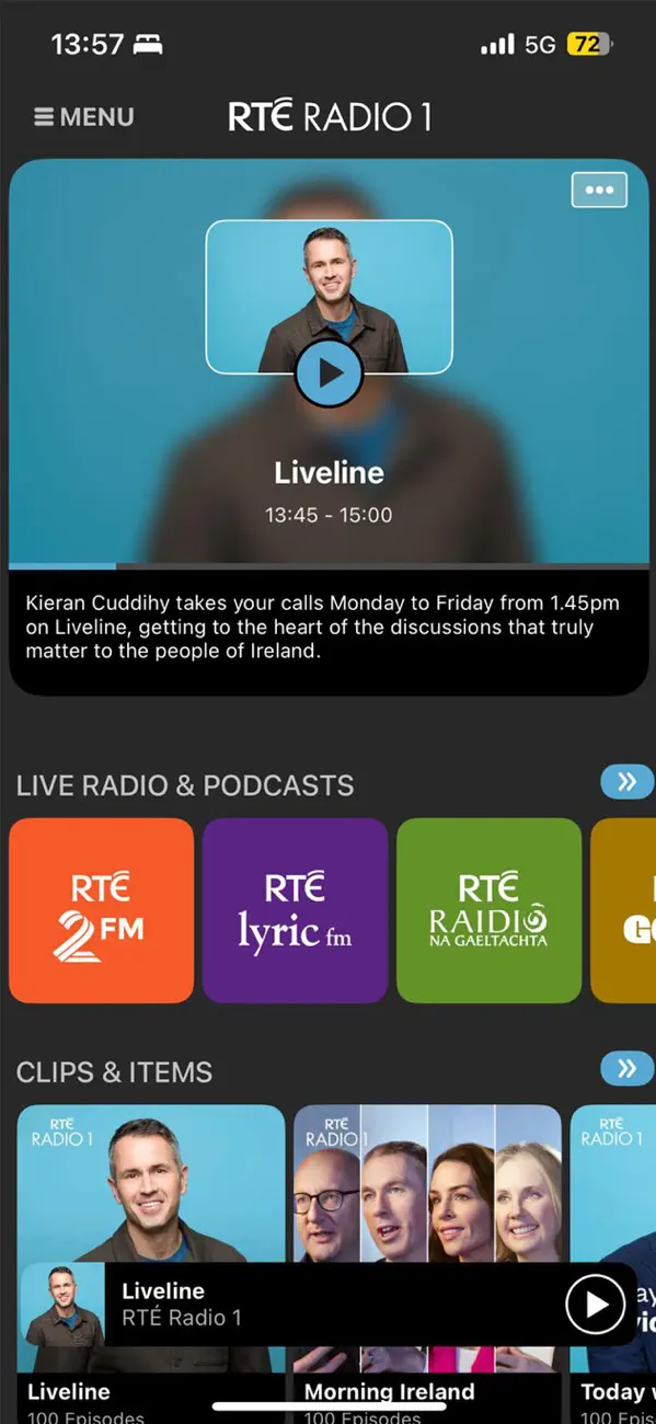 Screenshot #1 pour RTÉ Radio Player