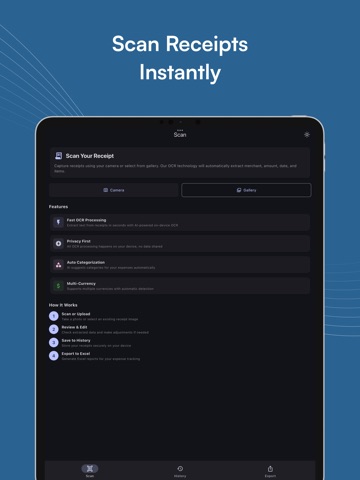 Smart Receipt Scanner & Export iPad screenshot