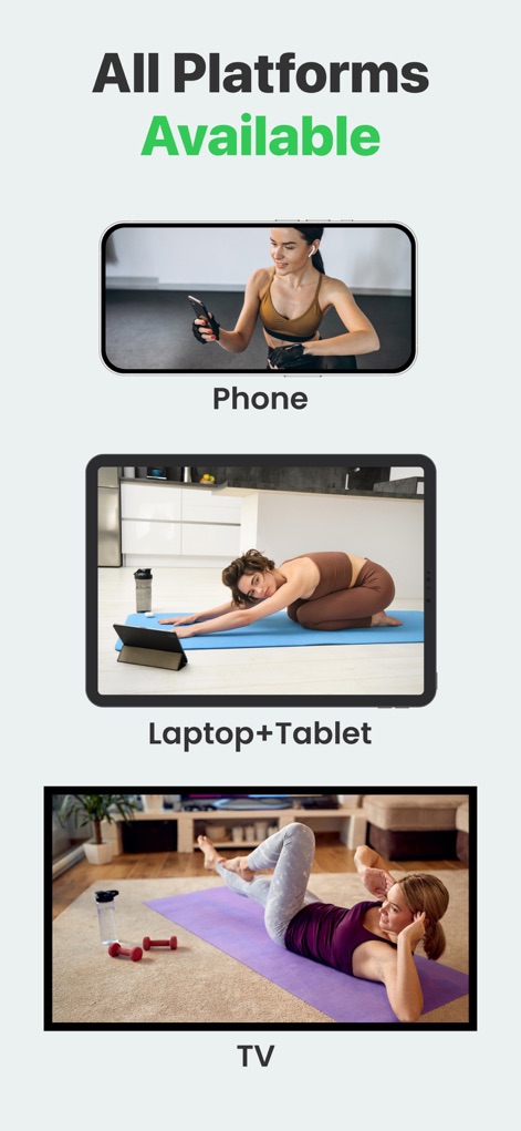 7 Minute Workout: Exercise App - Esta herramienta maximiza la accesibilidad mediante la compatibilidad multiplataforma, ofreciendo diversas opciones de visualización desde el móvil hasta la televisión, adaptándose a las preferencias de los usuarios.