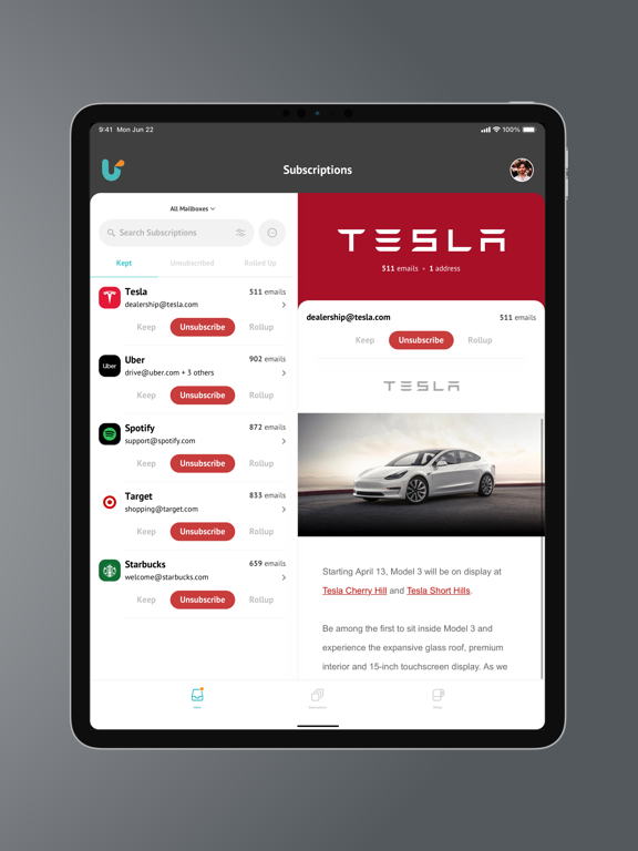 Unroll.Me - Email Cleanup iPad screenshot 8 - Productivity app