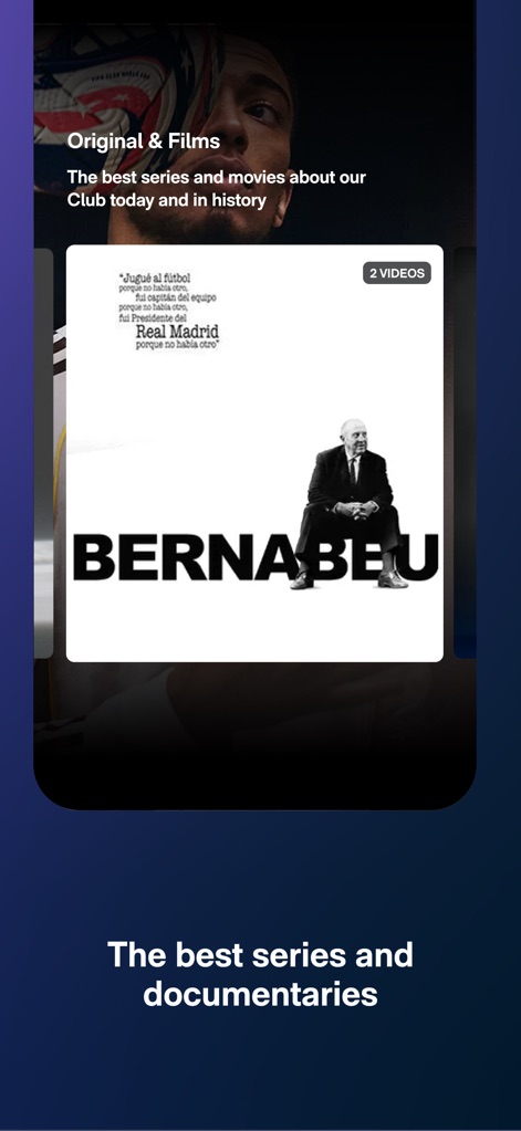RM Play - La aplicación destaca una sección de películas originales y contenido conmemorativo, permitiendo a los usuarios sumergirse en la rica historia del club con facilidad.