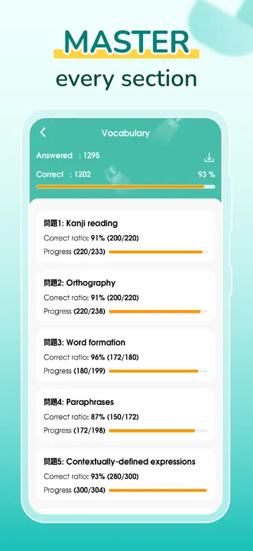 Migii JLPT: JLPT test N5-N1 screenshot 6 of 9
