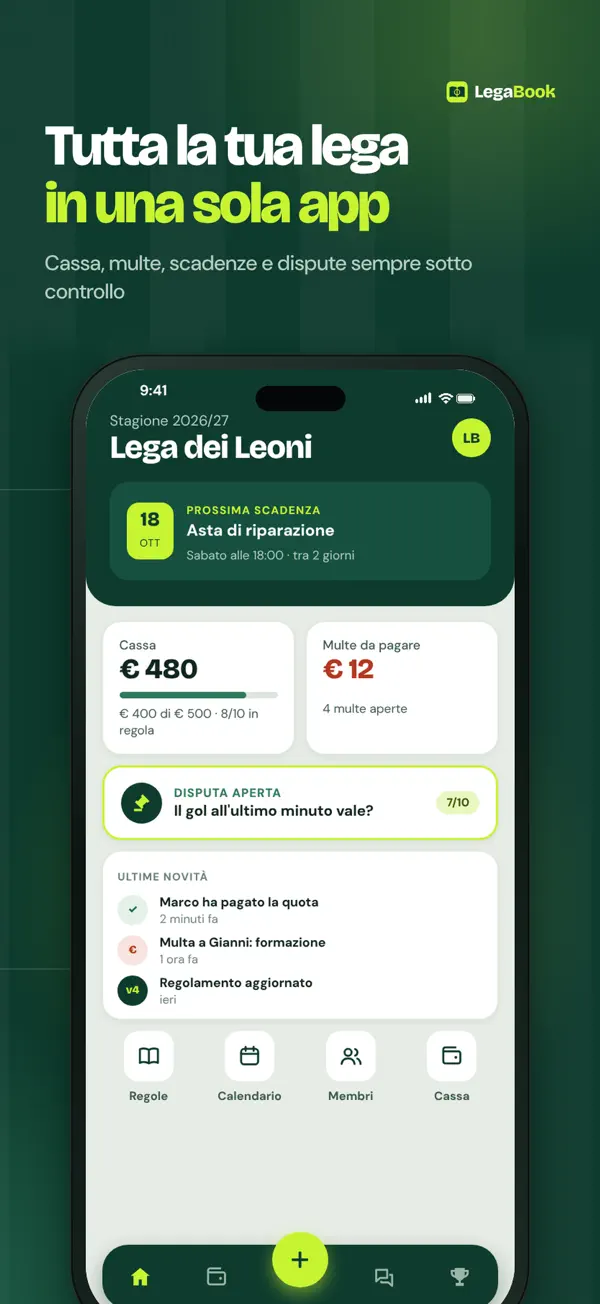 Schermata 1 di LegaBook: gestione fantacalcio