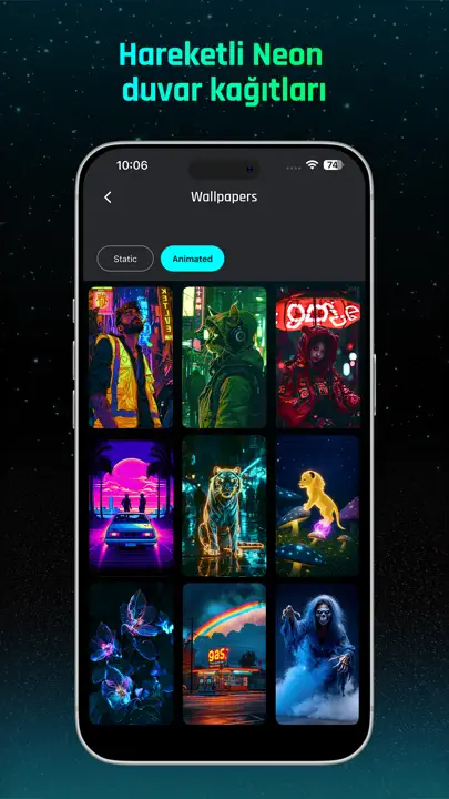 Dijital Neon Gece Saati iPhone Ekran Görüntüsü 8
