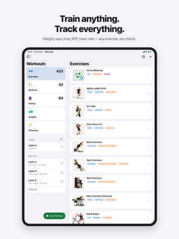 Tepuy: Workout Tracker & Log iPad screenshot