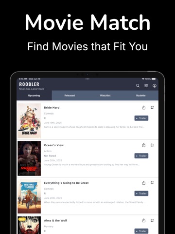 Roobler: A Movie Browsing App ipad screenshot 2