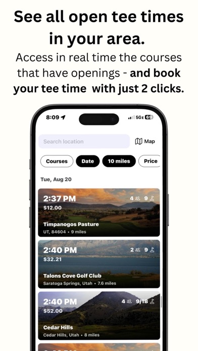 Open Course: Tee Times iPhone screenshot 1 - Sports app