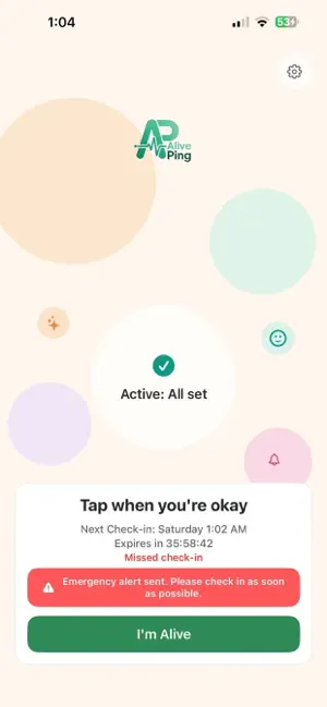 AlivePing Check-in screenshot 1