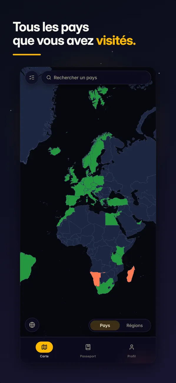 Screenshot #1 pour been — carte des pays visités