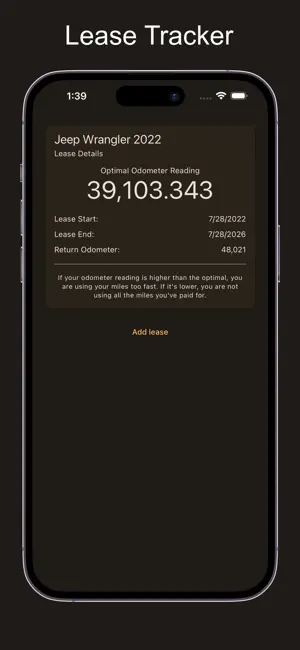 Lease Tracker - Use your miles screenshot 2