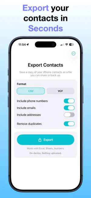 Export Contacts - CSV & VCF screenshot 1