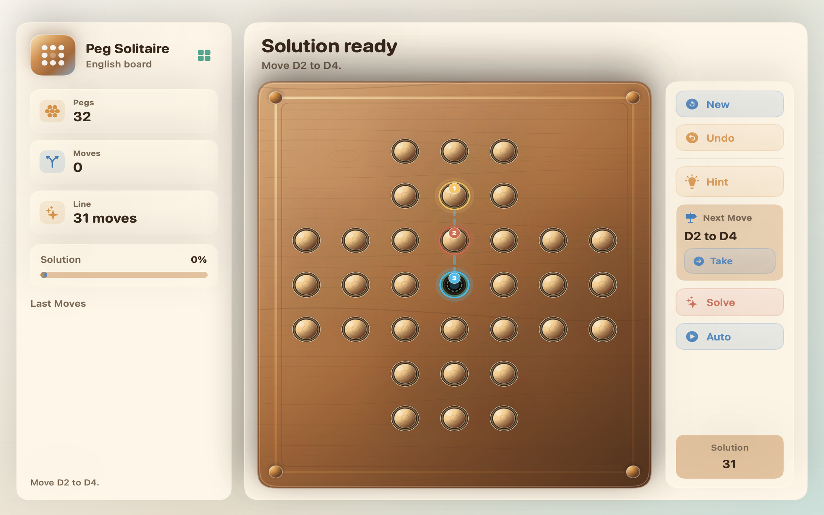 Wood Peg Solitaire screenshot 26