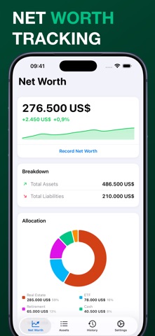 Sejf: Net Worth Tracker iPhone screenshot