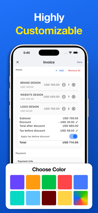 Invoice Maker & Receipt Maker. Screenshot 2 of 6