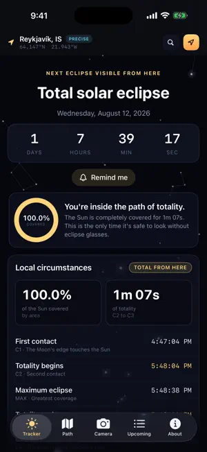 Umbro - Eclipse Tracker screenshot 1