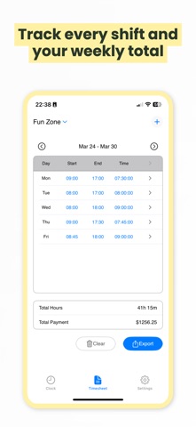 Timesheet Hours Tracker screenshot