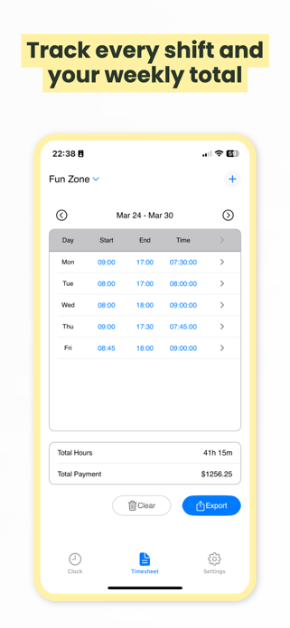 Timesheet Hours Tracker Screenshot 2 of 5