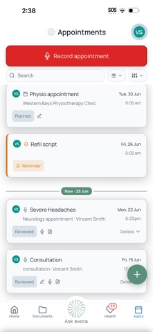 exora health screenshot