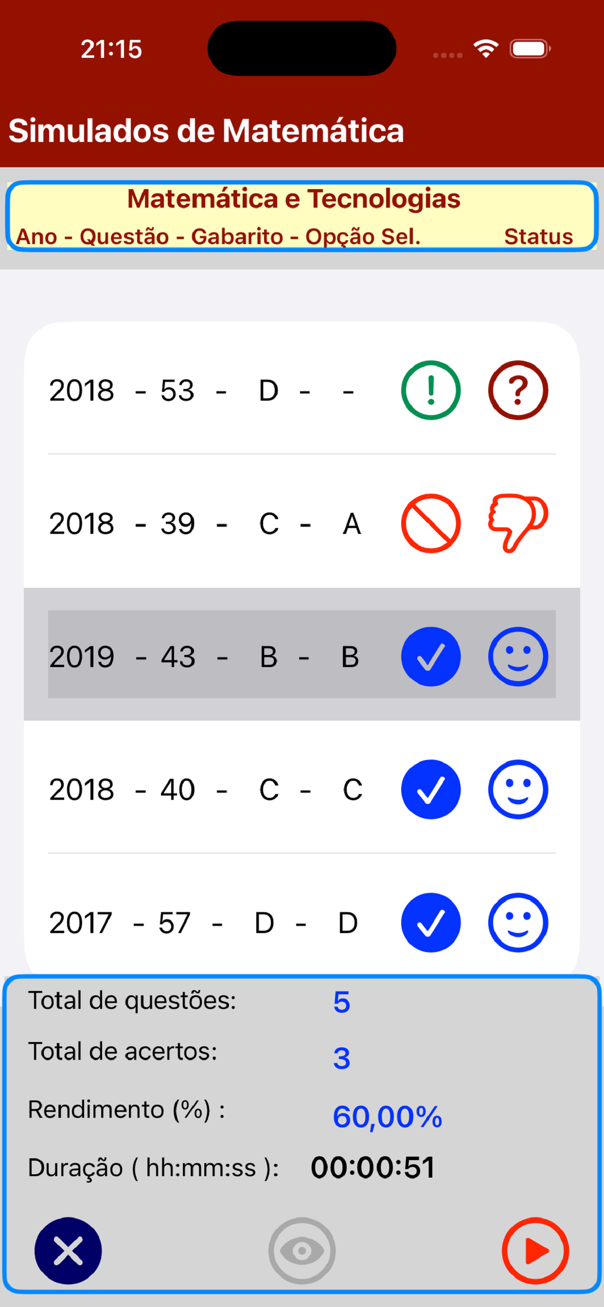 Avaliador Simulados Matemática