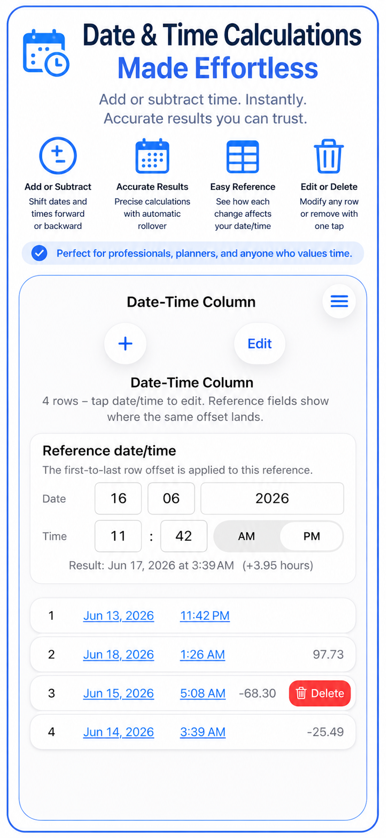 Time & Date Calculator ++ screenshot 4