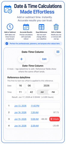 Time & Date Work Calculator iPhone screenshot