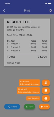Receipt generator app screenshot