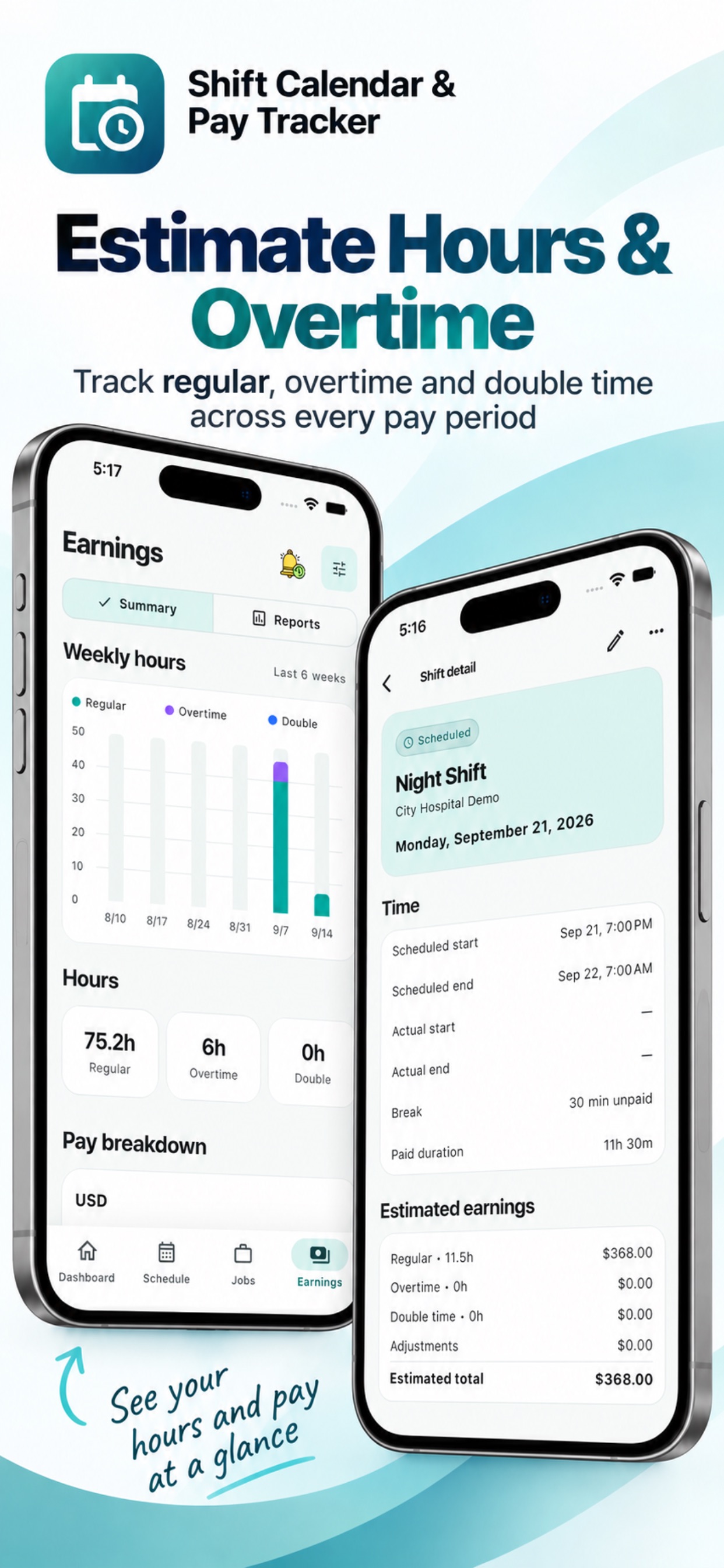 Screenshot 1 of Shift Calendar & Pay Tracker