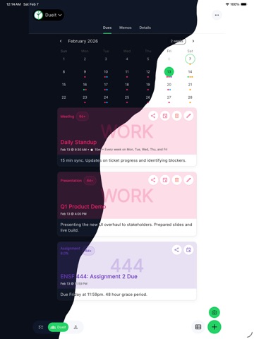 Dueit: AI-Deadlines & Habits iPad screenshot