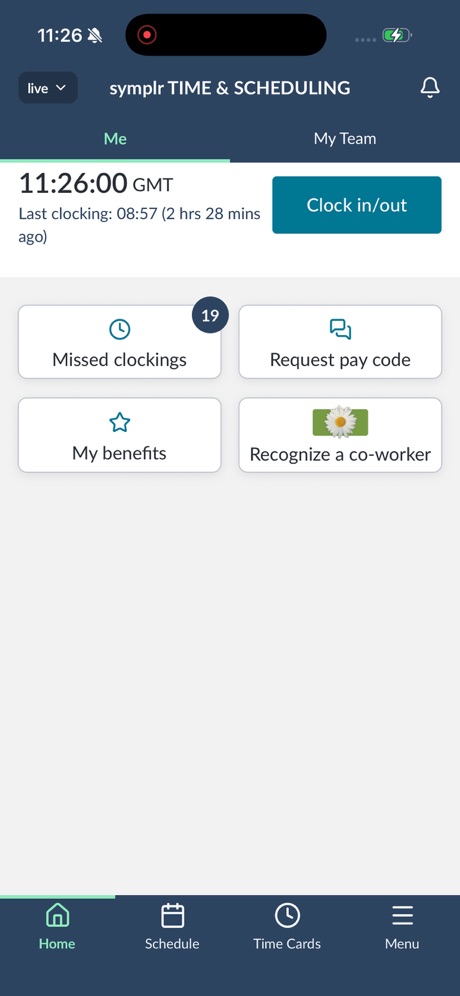 symplr Time and Scheduling App Store screenshot 1, no headline. No phone, bare screen.