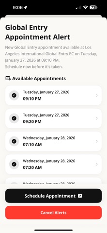 GlobalEntry Appointment Finder iPhone screenshot