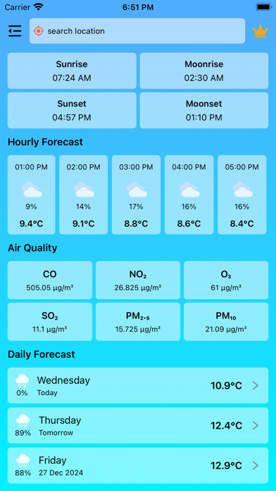 Weather: live forecast Screenshot