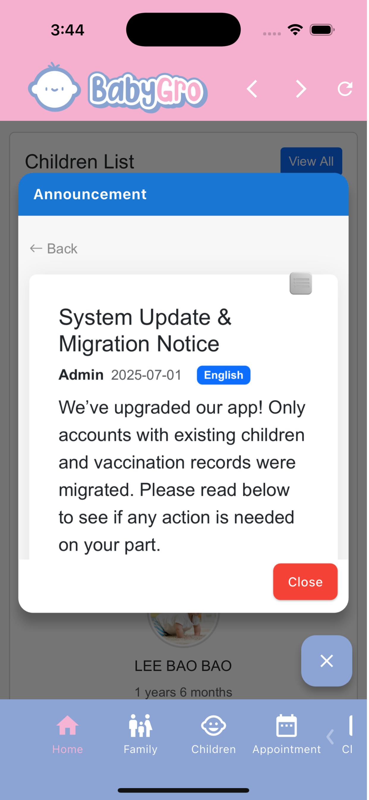 Babygro App