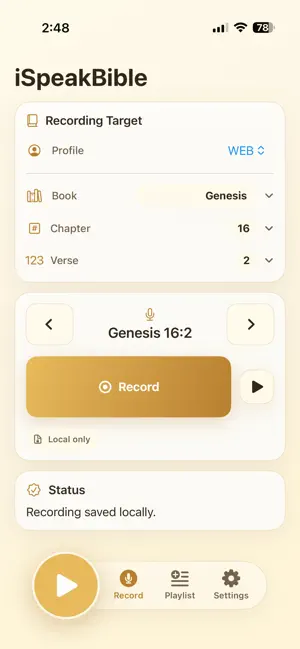 iSpeakBible: Record & Listen screenshot 2