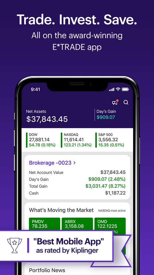 #1. E*TRADE: Invest. Trade. Save. (iOS) 由: E*TRADE Securities
