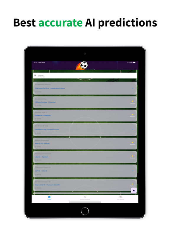 AI Football Predictions iPad screenshot 1 - Sports app