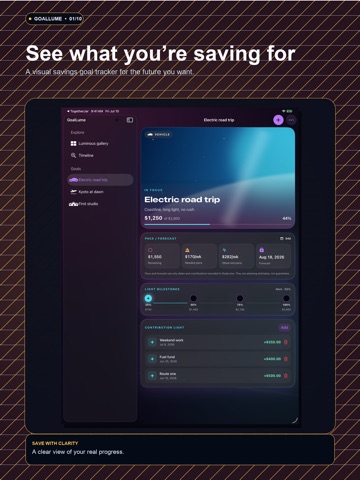 GoalLume: Savings Goal Tracker iPad screenshot