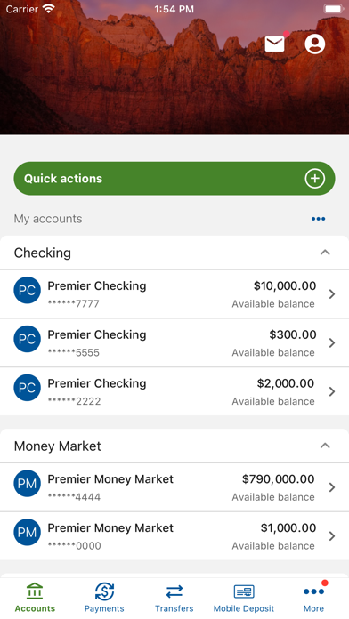 Zions Bank Mobile Banking Screenshot