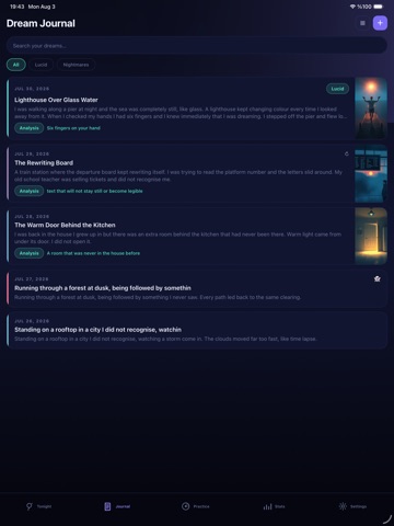Somnia: Lucid Dream Journal iPad screenshot